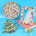 454g Petal Ceramic Mosaic Tiles for Crafts Art, Water Drop Flower Tiles Irregular Ceramic Tiles Bulk, 0.4 inch Square Glazed Porcelain for DIY Mosaic Craft Supplies (Small Irregular)