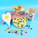 454g Petal Ceramic Mosaic Tiles for Crafts Art, Water Drop Flower Tiles Irregular Ceramic Tiles Bulk, 0.4 inch Square Glazed Porcelain for DIY Mosaic Craft Supplies (Small Irregular)