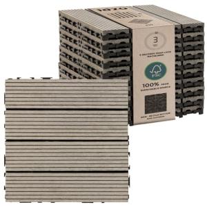 IDZO Wood Plastic Composite Deck Tiles Set of 10, Sustainable FSC Composite Decking Resist Rust, Water, Weather, Easy to DIY & Maintain, Ideal for Patios, Balconies, Rooftops, Decks - Grey