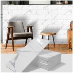TUOKING 32-Pieces Marble Subway Tile Peel and Stick 4"x 8" White Stone Composite Waterproof Backsplash Wall Tiles for Kitchen, Bathroom, Fireplace(SJM-01-32PCS)