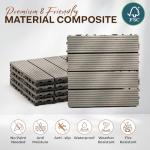 IDZO Wood Plastic Composite Deck Tiles Set of 10, Sustainable FSC Composite Decking Resist Rust, Water, Weather, Easy to DIY & Maintain, Ideal for Patios, Balconies, Rooftops, Decks - Grey