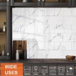 TUOKING 32-Pieces Marble Subway Tile Peel and Stick 4"x 8" White Stone Composite Waterproof Backsplash Wall Tiles for Kitchen, Bathroom, Fireplace(SJM-01-32PCS)