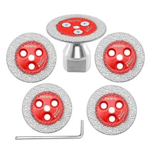 Mini Diamond Engraving Saw Blade - FOCSTOL 5pcs 2 Inch(50mm) Cutting Disc with 1pc 5/8''-11 Thread Flange for Marble Granite Artificial Stone Porcelain Tile Ceramic