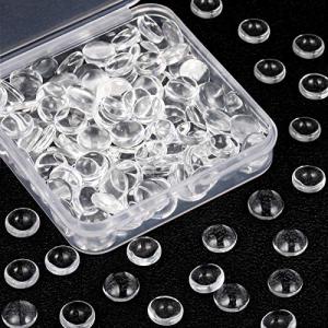 Hicarer 220 Pcs Clear Glass Cabochons Round Transparent Glass Cabochon Dome Tiles for DIY Crafts, Necklace Pendant and Jewelry Making(12 mm)