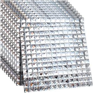 Geetery 10 Sheets 12 x 12 Inches Mirror Glass Mosaic Tile Crystal Diamond Tile for Kitchen Backsplash Bathroom Wall Pool DIY