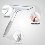 Shower Squeegee for Glass Shower Doors Bathroom Tile Mirror – Streak-Free Silent Window Cleaner with Non-Slip Handle and Adhesive Hook for Car and Home Cleaning