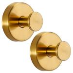 Fenas Suction Cup Hooks for Shower No-Drill Bathroom Hooks for Towels, Robes, Loofah Mountable on Bathroom Walls, Kitchen, Glass, Mirrors, Tile and Smooth,Non-Porous Surfaces (2 Pack, Brushed Gold)