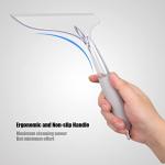 Shower Squeegee for Glass Shower Doors Bathroom Tile Mirror – Streak-Free Silent Window Cleaner with Non-Slip Handle and Adhesive Hook for Car and Home Cleaning