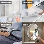 Shower Squeegee for Glass Shower Doors Bathroom Tile Mirror – Streak-Free Silent Window Cleaner with Non-Slip Handle and Adhesive Hook for Car and Home Cleaning