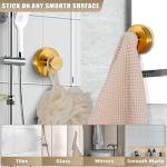 Fenas Suction Cup Hooks for Shower No-Drill Bathroom Hooks for Towels, Robes, Loofah Mountable on Bathroom Walls, Kitchen, Glass, Mirrors, Tile and Smooth,Non-Porous Surfaces (2 Pack, Brushed Gold)