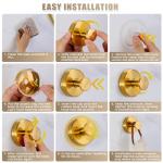 Fenas Suction Cup Hooks for Shower No-Drill Bathroom Hooks for Towels, Robes, Loofah Mountable on Bathroom Walls, Kitchen, Glass, Mirrors, Tile and Smooth,Non-Porous Surfaces (2 Pack, Brushed Gold)