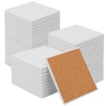 kukmakri 48 PCS Square Blank Ceramic Coasters - 4 x 4 Inch Unglazed Ceramic Coasters with Cork Backing Pads, Artistic Tile Coasters for DIY, Mosaics, & Crafts