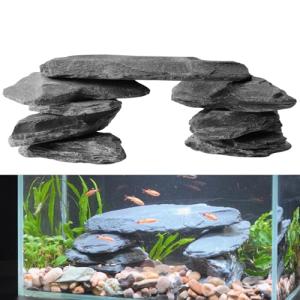 Hygger CO2 Natural Slate Stone Rocks for Aquascaping, Reptile Basking Platforms & Fish Tank Decor, Aquarium Bridge Design Kit: 8×3-6" +1×8-10" Slates (4.1-4.6 lbs)