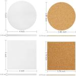 Ceramic Tiles for Crafts, 50 Pack White Unglazed 4 Inch with 50 Pack Cork Backing Pads - Includes Square and Round Coasters for DIY Arts Craft Projects
