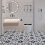 WOWSTAR 30-Pack Peel and Stick Floor Tiles, 12 x 12in Vinyl Flooring Tiles, Self-Adhesive Waterproof Flooring Planks for Kitchen, Dining Room, Bedrooms, 30 Sq. Ft - Blue Flower Texture