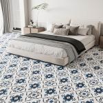 WOWSTAR 30-Pack Peel and Stick Floor Tiles, 12 x 12in Vinyl Flooring Tiles, Self-Adhesive Waterproof Flooring Planks for Kitchen, Dining Room, Bedrooms, 30 Sq. Ft - Blue Flower Texture