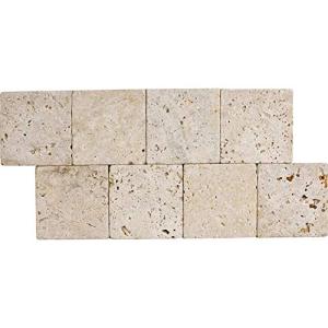 Squarefeet Depot 4x4 Tumbled Antiqued Travertine Wall & Floor Tiles (9 Pieces, 1 Sq Ft, Creamy Beige, Indoor & Outdoor)