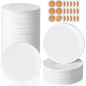 36 Pieces Sublimation Coasters, GOH DODD Glossy Ceramic Tiles Glazed Blanks with Cork for DIY Alcohol Ink Heat Transfer Painting Housewarming Gifts Wedding Arts Crafts School Education, Round, 4 Inch