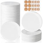 36 Pieces Sublimation Coasters, GOH DODD Glossy Ceramic Tiles Glazed Blanks with Cork for DIY Alcohol Ink Heat Transfer Painting Housewarming Gifts Wedding Arts Crafts School Education, Round, 4 Inch