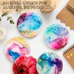 36 Pieces Sublimation Coasters, GOH DODD Glossy Ceramic Tiles Glazed Blanks with Cork for DIY Alcohol Ink Heat Transfer Painting Housewarming Gifts Wedding Arts Crafts School Education, Round, 4 Inch
