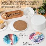 36 Pieces Sublimation Coasters, GOH DODD Glossy Ceramic Tiles Glazed Blanks with Cork for DIY Alcohol Ink Heat Transfer Painting Housewarming Gifts Wedding Arts Crafts School Education, Round, 4 Inch