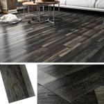 Livelynine 18-Pack 6x36" Peel and Stick Floor Tile Black Reclaimed Wood Luxury Vinyl Plank Flooring Waterproof Dark Wood Floor Tiles for Bathroom Basement Self Adhesive Vinyl Flooring Planks Laminate