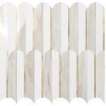 Vamos Tile Peel and Stick Backsplash Seamless Tile for Kitchen and Bathroom,White and Glossy Wooden Marble PVC Mixed Light Gold Self Adhesive Fish Scale Metal Mosaic Tiles (10 Sheets)