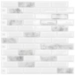 DEWOO Kitchen Backsplash Self Adhesive Wall 3D Marble Tiles Peel and Stick Bathroom, Grey (10-Sheet, 12"×12")