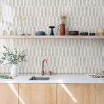 Vamos Tile Peel and Stick Backsplash Seamless Tile for Kitchen and Bathroom,White and Glossy Wooden Marble PVC Mixed Light Gold Self Adhesive Fish Scale Metal Mosaic Tiles (10 Sheets)