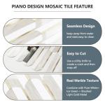 Vamos Tile Peel and Stick Backsplash Seamless Tile for Kitchen and Bathroom,White and Glossy Wooden Marble PVC Mixed Light Gold Self Adhesive Fish Scale Metal Mosaic Tiles (10 Sheets)