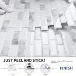 DEWOO Kitchen Backsplash Self Adhesive Wall 3D Marble Tiles Peel and Stick Bathroom, Grey (10-Sheet, 12"×12")