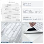 DEWOO Kitchen Backsplash Self Adhesive Wall 3D Marble Tiles Peel and Stick Bathroom, Grey (10-Sheet, 12"×12")