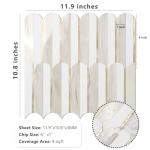 Vamos Tile Peel and Stick Backsplash Seamless Tile for Kitchen and Bathroom,White and Glossy Wooden Marble PVC Mixed Light Gold Self Adhesive Fish Scale Metal Mosaic Tiles (10 Sheets)