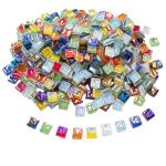 550pcs Mosaic Tiles for Crafts Bulk, 1.1LB Mixed Colors Iridescent Crystal Stained Mosaic Glass Pieces for Mosaic Projects