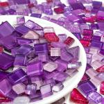 LATIIZ Glass Mosaic Tiles Crafts: Pre-Cut Waterproof Purple 300 Pieces for DIY Outdoor Home & Garden Art Projects - Decor Patio Stepping Stones Kits - Mother Gifts & Family Bonding Activities