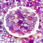 LATIIZ Glass Mosaic Tiles Crafts: Pre-Cut Waterproof Purple 300 Pieces for DIY Outdoor Home & Garden Art Projects - Decor Patio Stepping Stones Kits - Mother Gifts & Family Bonding Activities