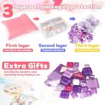 LATIIZ Glass Mosaic Tiles Crafts: Pre-Cut Waterproof Purple 300 Pieces for DIY Outdoor Home & Garden Art Projects - Decor Patio Stepping Stones Kits - Mother Gifts & Family Bonding Activities