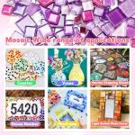 LATIIZ Glass Mosaic Tiles Crafts: Pre-Cut Waterproof Purple 300 Pieces for DIY Outdoor Home & Garden Art Projects - Decor Patio Stepping Stones Kits - Mother Gifts & Family Bonding Activities
