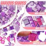 LATIIZ Glass Mosaic Tiles Crafts: Pre-Cut Waterproof Purple 300 Pieces for DIY Outdoor Home & Garden Art Projects - Decor Patio Stepping Stones Kits - Mother Gifts & Family Bonding Activities