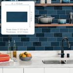 SUNWINGS 100-Sheet Subway Peel and Stick Backsplash Tile, 6" x 3" Blue Mixed Stone Composite Handmade Looks Self Adhesive Waterproof Wall Tile, Stick on Tiles for Kitchen Bathroom Shower Fireplace