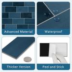 SUNWINGS 100-Sheet Subway Peel and Stick Backsplash Tile, 6" x 3" Blue Mixed Stone Composite Handmade Looks Self Adhesive Waterproof Wall Tile, Stick on Tiles for Kitchen Bathroom Shower Fireplace