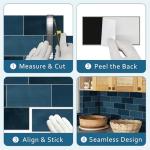 SUNWINGS 100-Sheet Subway Peel and Stick Backsplash Tile, 6" x 3" Blue Mixed Stone Composite Handmade Looks Self Adhesive Waterproof Wall Tile, Stick on Tiles for Kitchen Bathroom Shower Fireplace