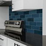 SUNWINGS 100-Sheet Subway Peel and Stick Backsplash Tile, 6" x 3" Blue Mixed Stone Composite Handmade Looks Self Adhesive Waterproof Wall Tile, Stick on Tiles for Kitchen Bathroom Shower Fireplace