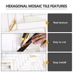 Vamos Tile Herringbone Peel and Stick Backsplash Tile - 10 Sheets Calacatta Gold PVC Self Adhesive Tiles Stick on Wall Tile for Kitchen, Bathroom and Fireplace
