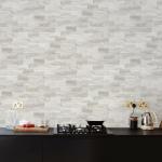 Vamos Tile 100-Piece Matt Beige Mixed Grey Slate Peel and Stick Backsplash Seamless Tile,3''x6'' PVC Subway Tile,Stick on Backsplash for Kitchen/Bathroom/Laundry Room