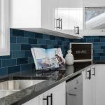 SUNWINGS 100-Sheet Subway Peel and Stick Backsplash Tile, 6" x 3" Blue Mixed Stone Composite Handmade Looks Self Adhesive Waterproof Wall Tile, Stick on Tiles for Kitchen Bathroom Shower Fireplace