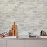 Vamos Tile 100-Piece Matt Beige Mixed Grey Slate Peel and Stick Backsplash Seamless Tile,3''x6'' PVC Subway Tile,Stick on Backsplash for Kitchen/Bathroom/Laundry Room