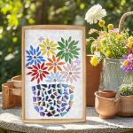 Youway Style Red Leaf Mosaic Tiles for Crafts Bulk,200g Petal Mosaic Glass Pieces,Flower Glass Tiles for DIY Garden Mosaic Making Supplies Kit