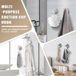 Fenas Suction Cup Hooks for Shower No-Drill Bathroom Hooks for Towels, Robes, Loofah Mountable on Bathroom Walls, Kitchen, Glass, Mirrors, Tile and Smooth,Non-Porous Surfaces (2, Brushed Nickel)