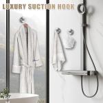 Fenas Suction Cup Hooks for Shower No-Drill Bathroom Hooks for Towels, Robes, Loofah Mountable on Bathroom Walls, Kitchen, Glass, Mirrors, Tile and Smooth,Non-Porous Surfaces (2, Brushed Nickel)